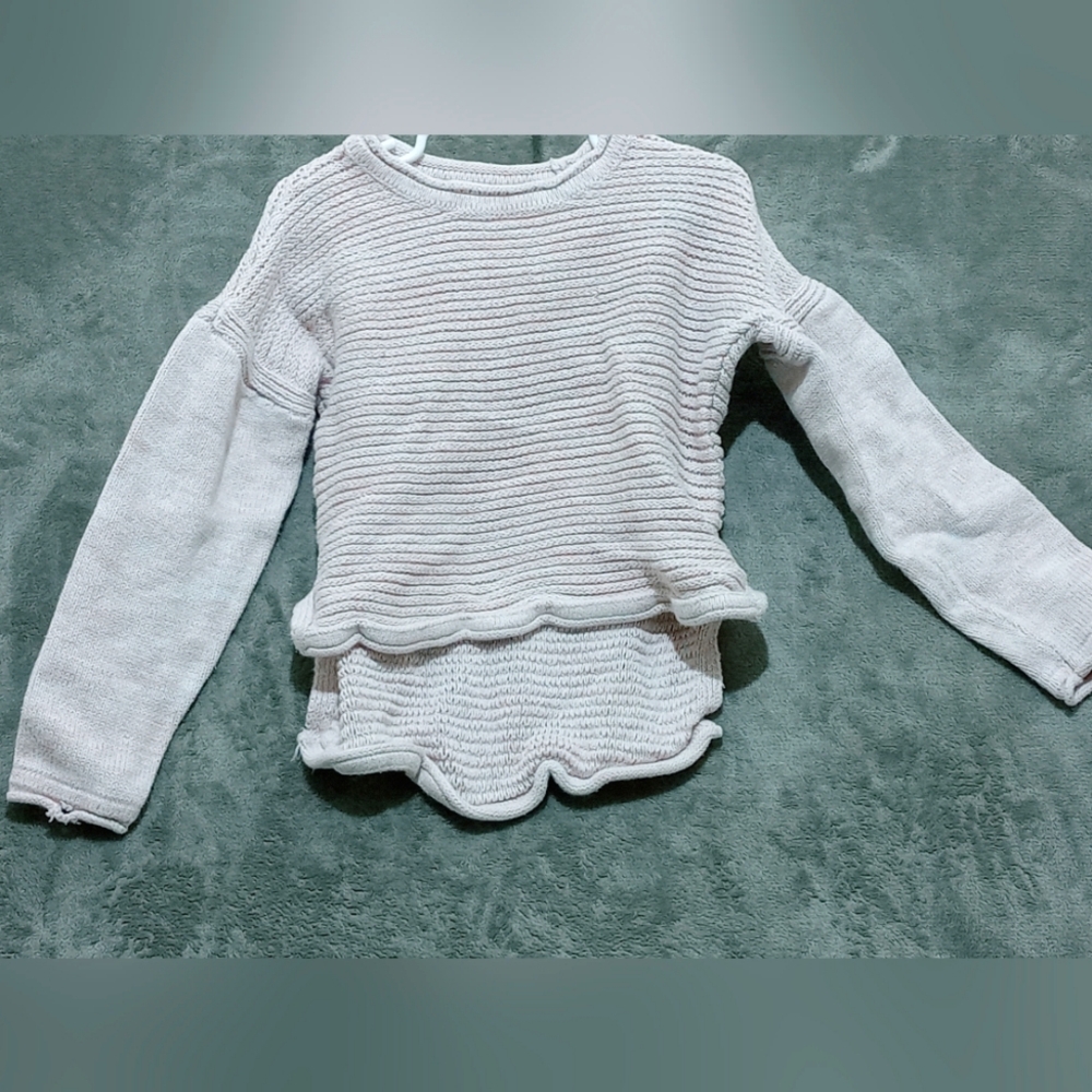 PINK/WHITE MIXED SWEATER WITH TAIL
